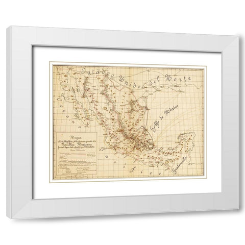 Telegraph and Communications Systems mexico 1884 White Modern Wood Framed Art Print with Double Matting by Vintage Maps