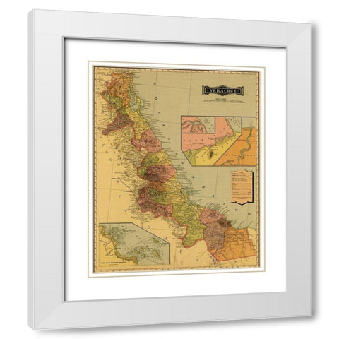 Vera Cruz 1844 White Modern Wood Framed Art Print with Double Matting by Vintage Maps