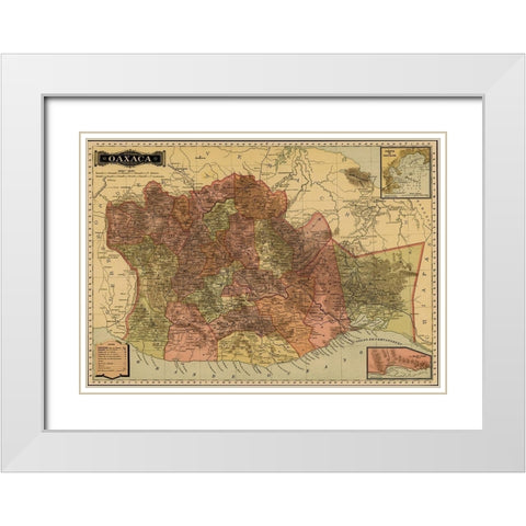 Oaxaca 1844 White Modern Wood Framed Art Print with Double Matting by Vintage Maps