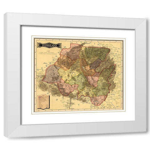 Hidalgo 1844 White Modern Wood Framed Art Print with Double Matting by Vintage Maps