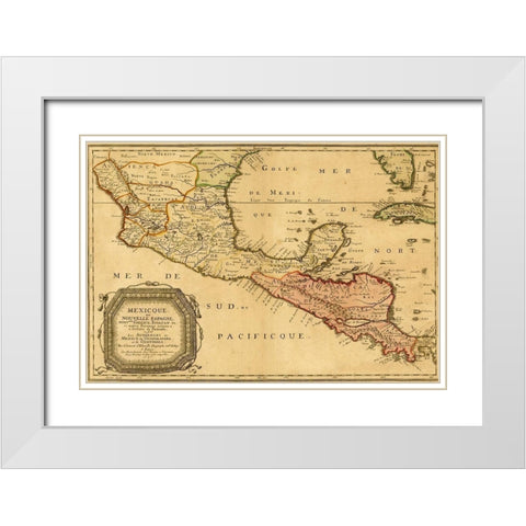 Mexico New Spain 1656 White Modern Wood Framed Art Print with Double Matting by Vintage Maps