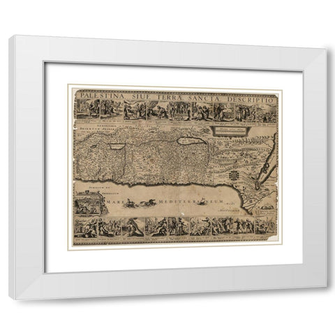 Holyland Land Palestine 1650 White Modern Wood Framed Art Print with Double Matting by Vintage Maps