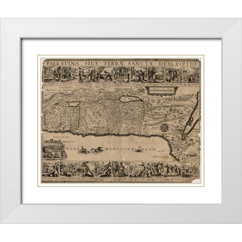 Holyland Land Palestine 1650 White Modern Wood Framed Art Print with Double Matting by Vintage Maps
