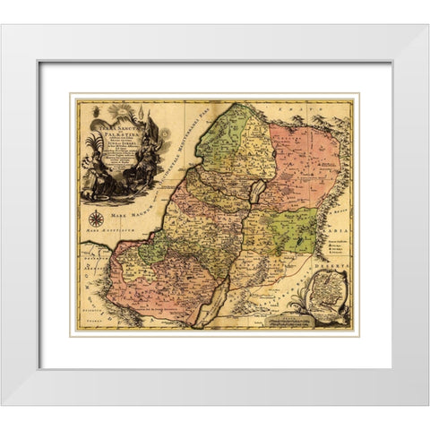 Israel during the Reign of Kings and the Twelve Tribes White Modern Wood Framed Art Print with Double Matting by Vintage Maps