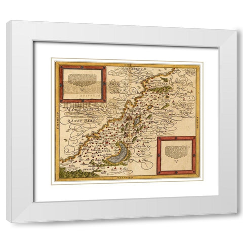 Holy Land and the Twelve Tribes White Modern Wood Framed Art Print with Double Matting by Vintage Maps
