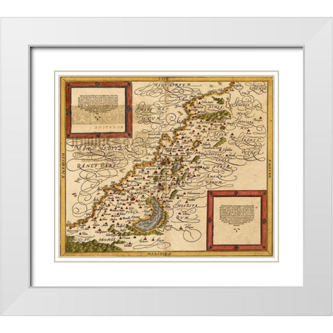 Holy Land and the Twelve Tribes White Modern Wood Framed Art Print with Double Matting by Vintage Maps