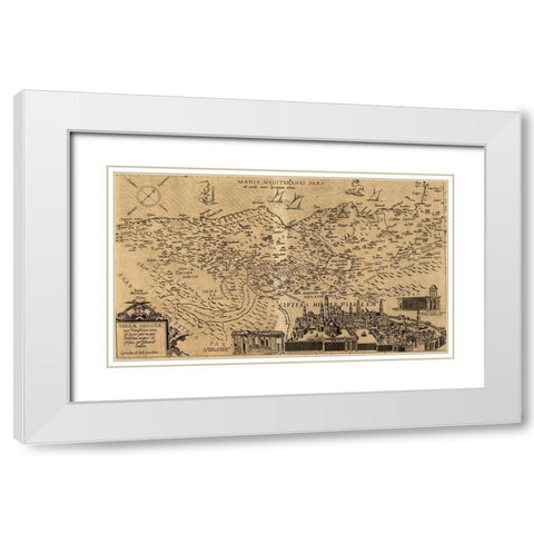 Israel and Jerusalem White Modern Wood Framed Art Print with Double Matting by Vintage Maps