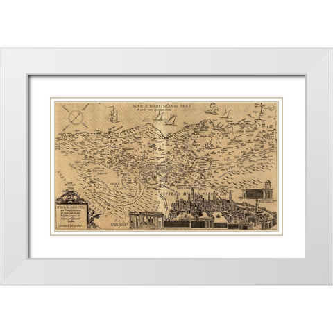 Israel and Jerusalem White Modern Wood Framed Art Print with Double Matting by Vintage Maps