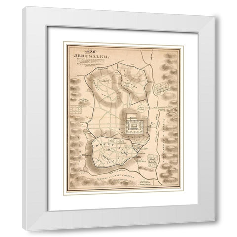 New Testament Jerusalem White Modern Wood Framed Art Print with Double Matting by Vintage Maps
