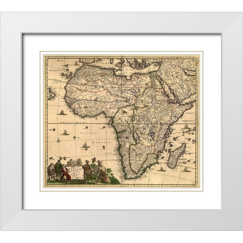 Africa 1740 White Modern Wood Framed Art Print with Double Matting by Vintage Maps