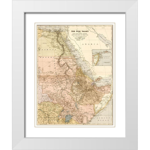Nile River Valley 1910 White Modern Wood Framed Art Print with Double Matting by Vintage Maps