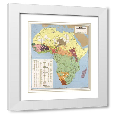 Ethnolinguisitic Map of Africa White Modern Wood Framed Art Print with Double Matting by Vintage Maps