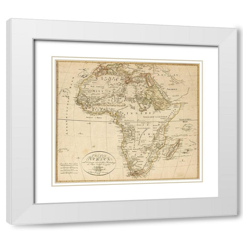 Africa 1804 White Modern Wood Framed Art Print with Double Matting by Vintage Maps