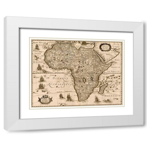 Africa 1640 White Modern Wood Framed Art Print with Double Matting by Vintage Maps