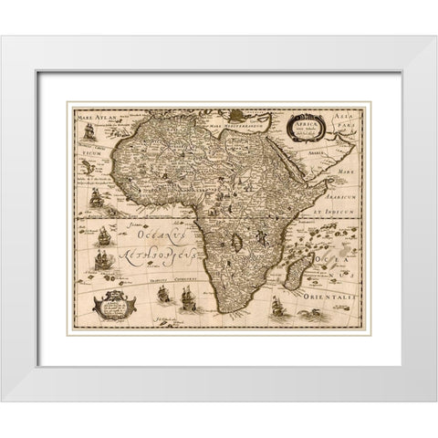 Africa 1640 White Modern Wood Framed Art Print with Double Matting by Vintage Maps