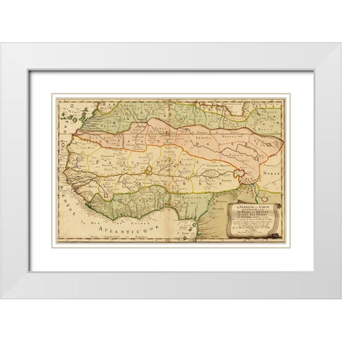 West Africa 1679 White Modern Wood Framed Art Print with Double Matting by Vintage Maps