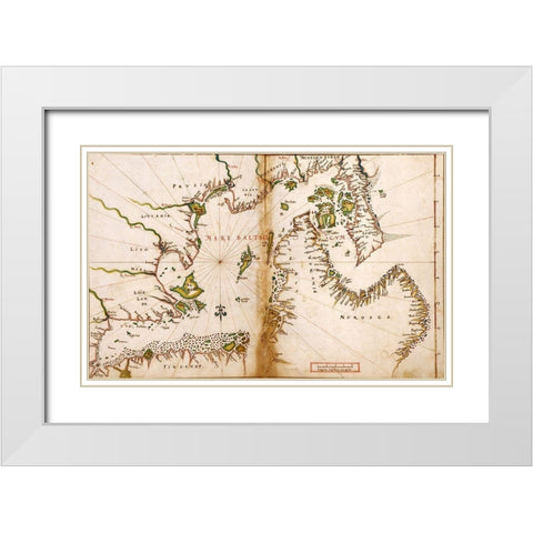 Baltic Sea in a Polar Projection 1630 White Modern Wood Framed Art Print with Double Matting by Vintage Maps