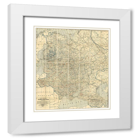 Russia in 1918 during WWI White Modern Wood Framed Art Print with Double Matting by Vintage Maps
