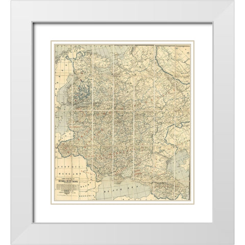 Russia in 1918 during WWI White Modern Wood Framed Art Print with Double Matting by Vintage Maps