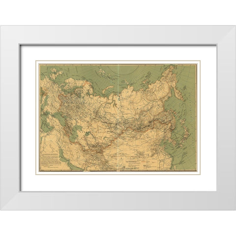 Imperial Russia 1916 White Modern Wood Framed Art Print with Double Matting by Vintage Maps