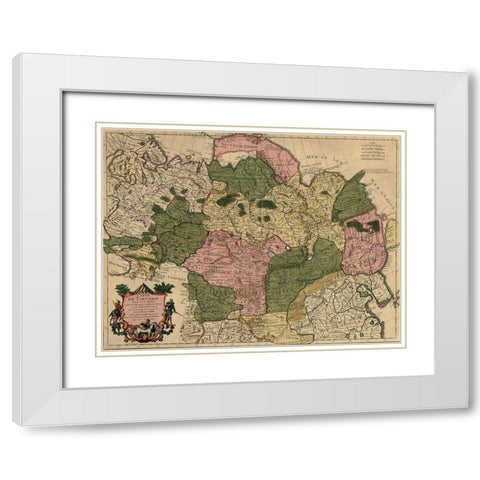 Siberia Russia 1706 White Modern Wood Framed Art Print with Double Matting by Vintage Maps