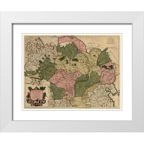 Siberia Russia 1706 White Modern Wood Framed Art Print with Double Matting by Vintage Maps