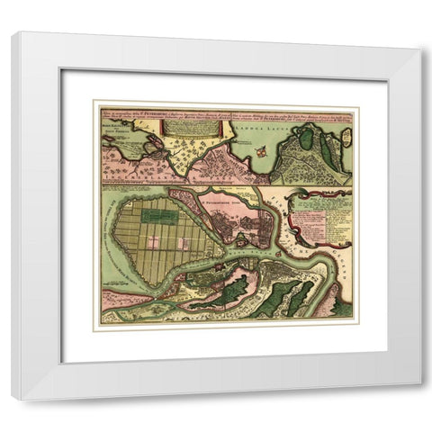 St Petersburg Russia 1703 White Modern Wood Framed Art Print with Double Matting by Vintage Maps