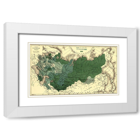 Imperial Map of Russia 1890 White Modern Wood Framed Art Print with Double Matting by Vintage Maps