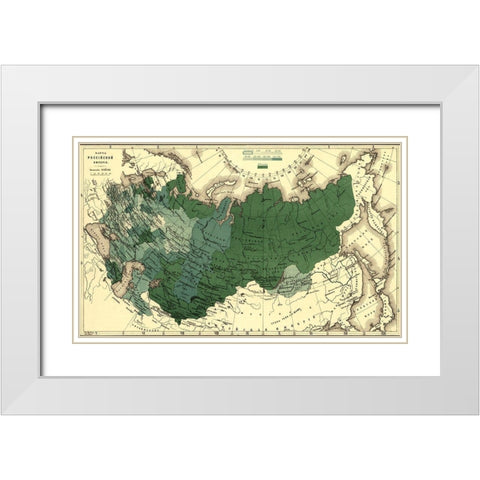 Imperial Map of Russia 1890 White Modern Wood Framed Art Print with Double Matting by Vintage Maps