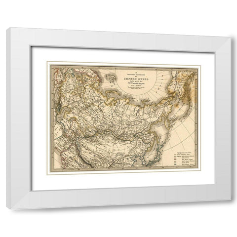 Imperial Russia 1876 White Modern Wood Framed Art Print with Double Matting by Vintage Maps