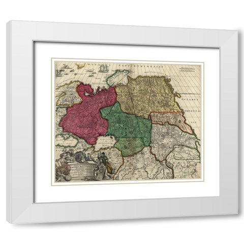 Moscovy Imperial Russia White Modern Wood Framed Art Print with Double Matting by Vintage Maps