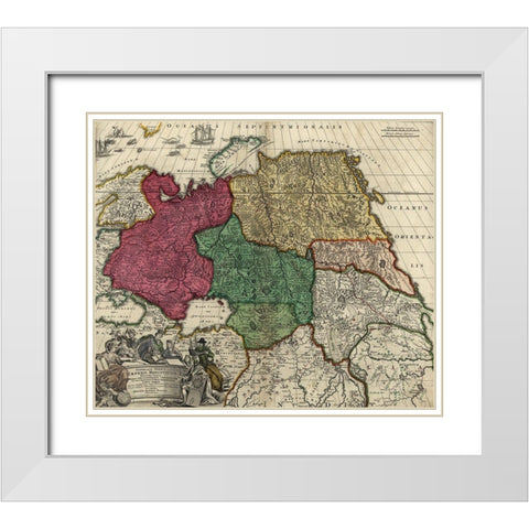 Moscovy Imperial Russia White Modern Wood Framed Art Print with Double Matting by Vintage Maps