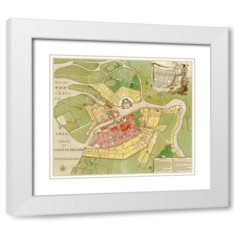 St Petersburg Russia 1776 White Modern Wood Framed Art Print with Double Matting by Vintage Maps
