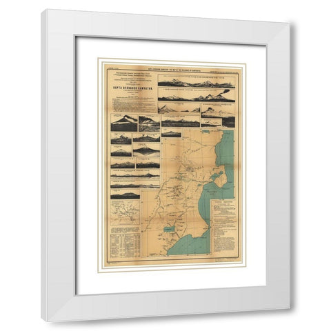 Map of the Volcanoes in Kamchatka I White Modern Wood Framed Art Print with Double Matting by Vintage Maps