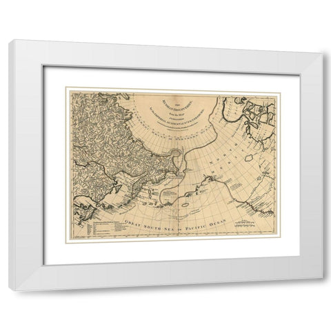 Russian Discoveies 1775 White Modern Wood Framed Art Print with Double Matting by Vintage Maps