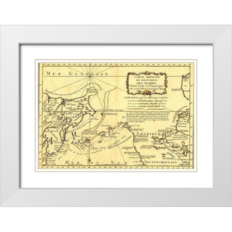 Russia enters the Americas White Modern Wood Framed Art Print with Double Matting by Vintage Maps