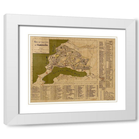 Plan of Vladavostok 1918 White Modern Wood Framed Art Print with Double Matting by Vintage Maps
