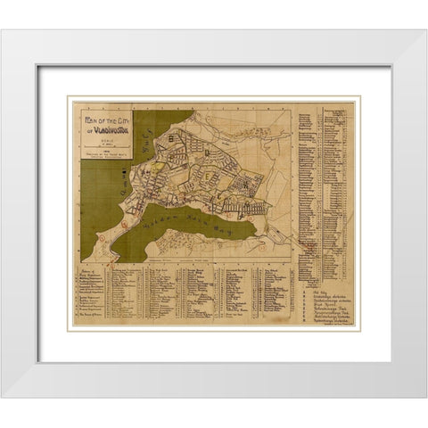 Plan of Vladavostok 1918 White Modern Wood Framed Art Print with Double Matting by Vintage Maps