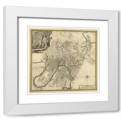 City Plan Moscow Russia 1745 White Modern Wood Framed Art Print with Double Matting by Vintage Maps