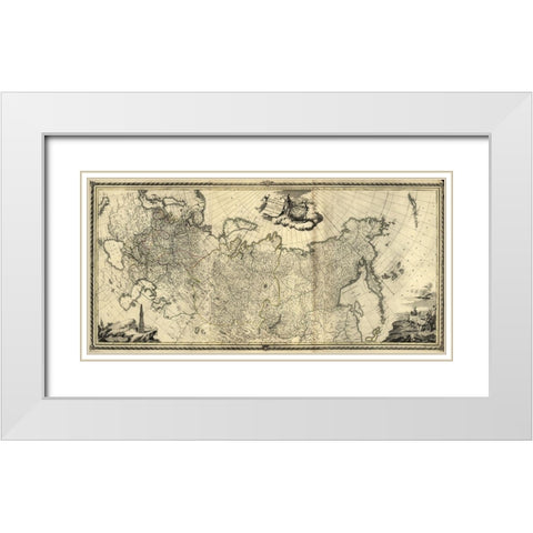 Imperial Russia 1776 White Modern Wood Framed Art Print with Double Matting by Vintage Maps