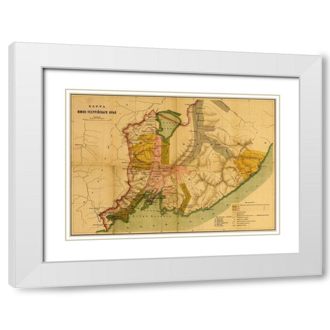 Settlement of the Issuri Region of Russia Siberia White Modern Wood Framed Art Print with Double Matting by Vintage Maps