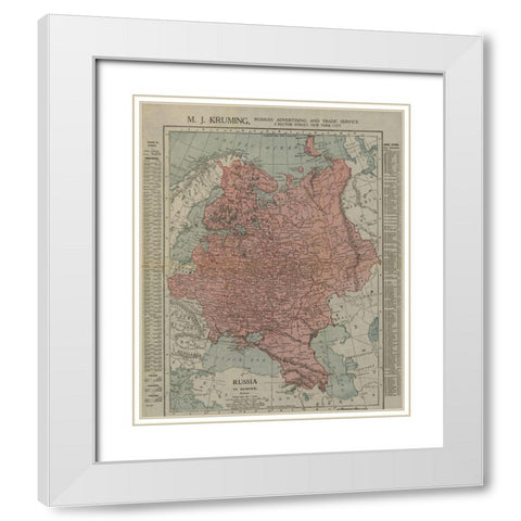 Russian Empire 1913 White Modern Wood Framed Art Print with Double Matting by Vintage Maps