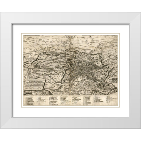 Rome 1568 White Modern Wood Framed Art Print with Double Matting by Vintage Maps