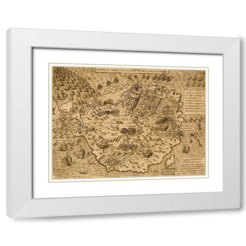 Island of Malta 1568 White Modern Wood Framed Art Print with Double Matting by Vintage Maps