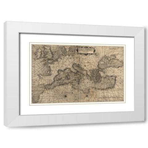 Europe in 1572 White Modern Wood Framed Art Print with Double Matting by Vintage Maps