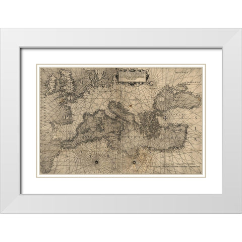 Europe in 1572 White Modern Wood Framed Art Print with Double Matting by Vintage Maps