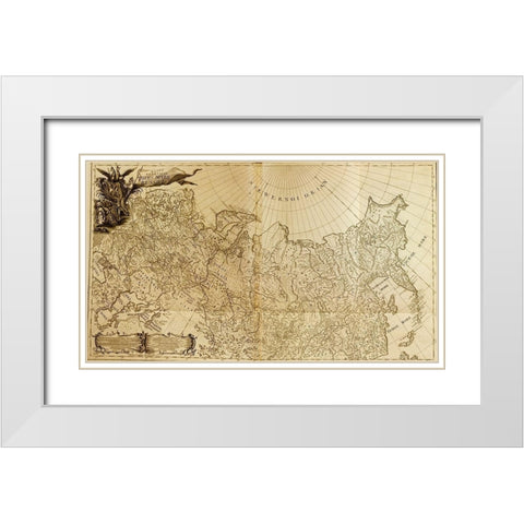 Map of Imperial Russia 1745 White Modern Wood Framed Art Print with Double Matting by Vintage Maps