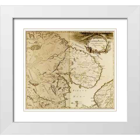 Russian Lappland 1745 White Modern Wood Framed Art Print with Double Matting by Vintage Maps