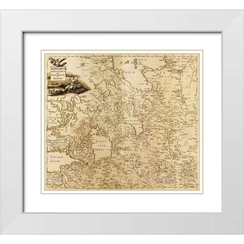 St Petersburg the White Sea and the Source of the Volga 1745 White Modern Wood Framed Art Print with Double Matting by Vintage Maps