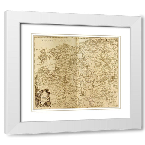 Estonia and Lithuania 1745 White Modern Wood Framed Art Print with Double Matting by Vintage Maps
